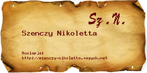 Szenczy Nikoletta névjegykártya