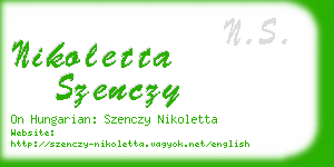 nikoletta szenczy business card